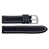 Hadley Roma Black 20mm Mens Water Resistant and Hypo Allergenic Sports Leather Watch Band