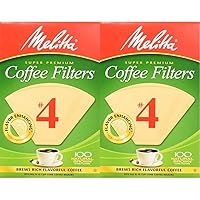 Melitta M4 Cone Coffee Filters Natural, 100 Count, Brown (Pack of 2)