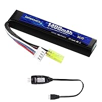 Airsoft Battery 11.1V Rechargeable 3S LiPo 2000mAh 30C Hobby Battery with  Mini Tamiya & JST XH Connector for Airsoft Model Rifle RC Car Drone