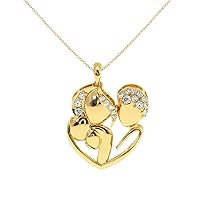 VVS Gems Boy & Girl Pendant in 14K Gold with Round Cut Natural Diamond (0.25 ct) | White/Yellow/Rose Gold Chain Romantic Necklace for Women (IJ-SI)