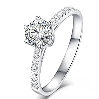 Solid Gold Engagement Halo Ring for Her 1c Lab Created Moissanite Ring for Bridal Wedding Promise Anniversary