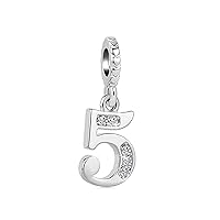 SBI Jewelry 1 2 3 4 Women Number Charm Compatible with Pandora Charm Bracelet 5 6 7 Silver Dangle Pendant 8 9 0 Anniversary Birthday