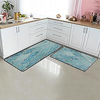Blue Vintage Ceramic Patterns Kitchen Mat Cushioned Anti-Fatigue,Kitchen mats for Floor 2 Piece Set, Durable, Stain Resistant, Non-Slip Bottom, Standing and Comfort Floor Mats