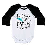 Fishing Raglan Onesie, Daddy's Little Fishing Buddy, Long Sleeve Baby Onesie