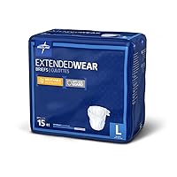 Medline Extended Wear Overnight Adult Briefs with Tabs, Maximum Absorbency Adult Diapers, Large (60 Count)