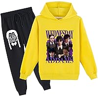 Girls Tracksuit Wednesday Addams Pullover Hoodie Jogging Pants Set 2 Pieces Sweatsuit for 2-16 Years