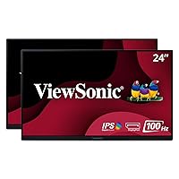 ViewSonic VA2456-MHD_H2 Dual Pack Head-Only 1080p IPS Monitors with Ultra-Thin Bezels, HDMI, DisplayPort and VGA for Home and Office, Black