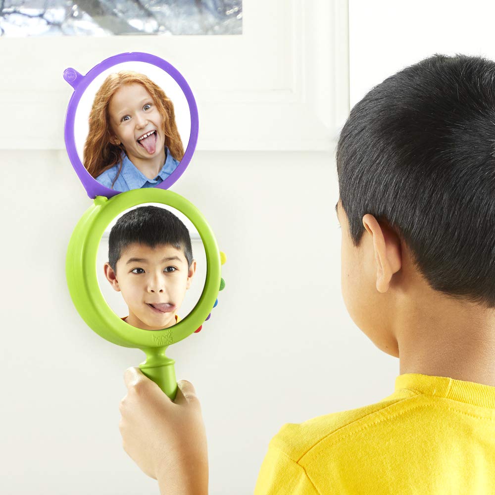 hand2mind See My Feelings Mirror, Social Emotional Learning Shatterproof Mirror for Kids, Anger Management Toys, Anxiety Relief Items, Mindfulness for Kids, Calm Down Corner, Anxiety Toys (Set of 4)