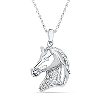 DGOLD Sterling Silver Diamond White Lucky Horse Pendant (0.07 ctttw)