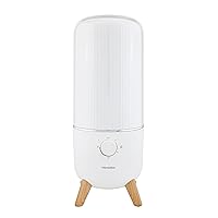 Homedics Ultrasonic Humidifier, Bedrooms and Home Offices, 0.97-Gallon Tank, 45-Hour Runtime, Visible Ultra-Quiet Cool Mist, Aromatherapy, Demineralization Cartridge, Night-Light, Auto-Off, White