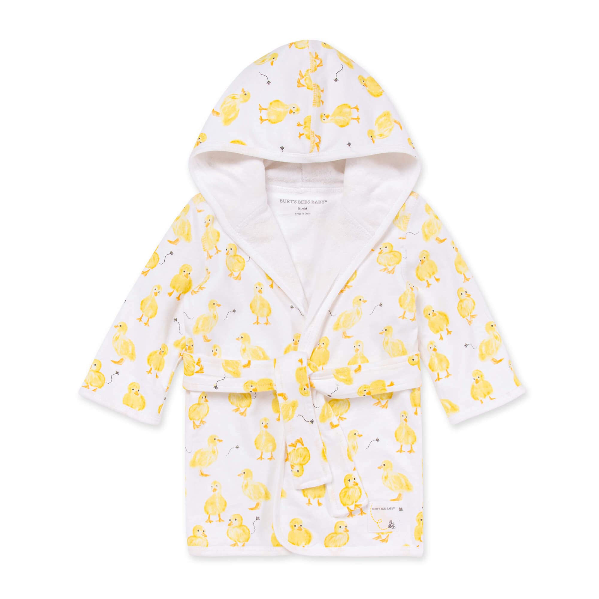 Burt's Bees Baby Infant Hooded Bathrobe, Absorbent Knit Terry, 100% Organic Cotton, Yellow, 0-9 Months