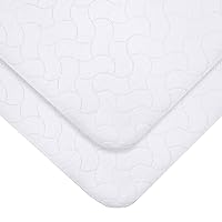 American Baby Company 2 Pack Waterproof Flat Reusable Bassinet Mattress Pad Protector, Embossed Quilt-Like Bassinet Protective Mattress Pad Cover for Babies, Adults and Pets, White, 15