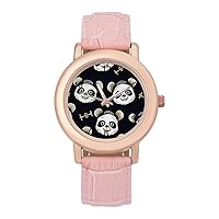 Panda Pirates Women's Watches Classic Quartz Watch with Leather Strap Easy to Read Wrist Watch