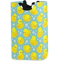 visesunny Collapsible Laundry Basket Yellow Duck Animal Large Laundry Hamper Oxford Fabric Dirty Clothes Toy Organizer with Handle for Bathroom Kids Room Dorm