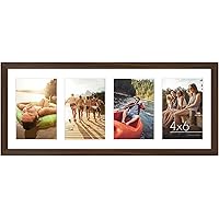 Americanflat 8x20 Collage Picture Frame in Walnut - Displays Four 4x6 Frame Openings - Engineered Wood Panoramic Picture Frame with Shatter-Resistant Glass and Hanging Hardware for Wall Display