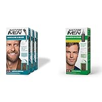 Mustache & Beard Medium Brown M-35 Pack of 3 and Shampoo-In Hair Color Medium Brown H-35 Pack of 1
