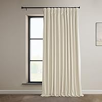 HPD Half Price Drapes Extra Wide Blackout Solid Thermal Insulated Window Curtain 100 X 84 Signature Plush Velvet Curtains for Bedroom & Living Room (1 Panel), VPYC-SBO198593-84-DW, Diva Cream