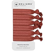 Elastic Hair Ties - Auburn Red - Gentle Hold Ribbon Ponytail Holders, 6 Count
