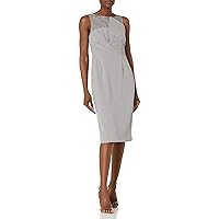 JS Collections Women's Stretch Crepe Sleeveless Dress with Asymmetric Bodice