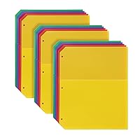 Oxford Poly Binder Dividers, Double Pocket, 3 Hole Punch Organizers, Bright Colors, 5 Untabbed Non-Stick Organizers, Pack of 3 Index Dividers (59800)