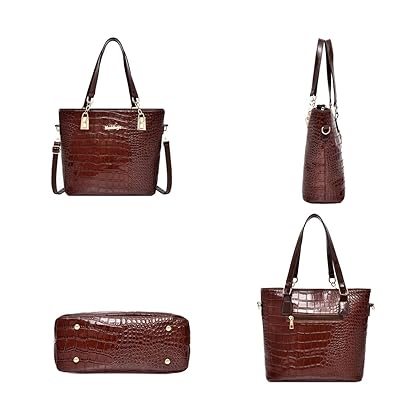 GUANJIU Fashion Shoulder Bag Crocodile 6Pcs Purses Tote Handbag Women Clutch