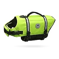 VIVAGLORY Ripstop Dog Life Jacket for Small Medium Large Dogs Boating, Dog Swimming Vest with Enhanced Buoyancy & Visibility, Bright Yellow