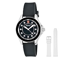 Steinhausen Arbon Collection Black Stainless Steel Women's Watch with Extra White Silicone Interchangable Band