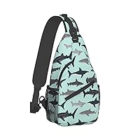 Shark Print Crossbody Backpack Shoulder Bag Cross Chest Bag For Travel, Hiking Gym Tactical Use
