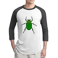 Men Insect Green Beetle Clipart 3/4 Sleeve Raglan T-Shirt