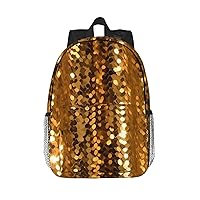 Gold Sequin Sparkle Print Backpack for Women Men Lightweight Laptop Bag Casual Daypack Laptop Backpacks 15 Inch