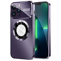 Magnetic for iPhone 13 Pro Case, Compatible with MagSafe, Built-in Camera Lens Protector, Logo View, Military Grade Drop Proof Phone Case Cover, Purple