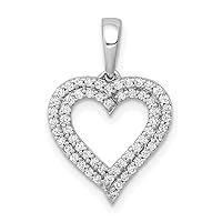 14k White Gold 1/4ct. Diamond 2-row Heart Pendant