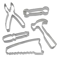 Foose Brand Tool Cookie Cutter 5 Pc Set – 4 in Screw Driver, 4 in Wrench, 4.5 in Pliers, 4.75 in Hammer, 5.25 in Saw Cookie Cutters Hand Made in the USA from Tin Plated Steel