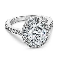 Bright Diamond 1.50Carats Oval Cut Cubic Zirconia CZ Engagement Rings White Gold Plated Sterling Silver