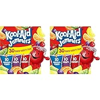 Kool-Aid Jammers Tropical Punch (Grape & Cherry Artificially Flavored Kids Soft Drink Variety Pack, 30 ct Box, 6 fl oz Pouches) (Pack of 2)