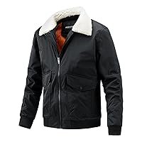 Winter Jackets For Men,Men's Heavyweight Sherpa Fleece Lined Trucker Jacket Lapel Casual Cargo Jacket Warm Coat