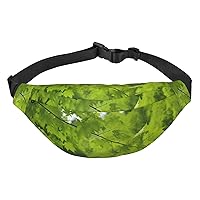 HD Green Nature Print Fanny Packs for Women Men Crossbody Waist Bag Waterproof Belt Bag with Adjustable Strap