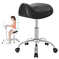 Ergonomic Saddle Stool/Professional Saddle Chair-Adjustable Stool with Wheels,Heavy-Duty Saddle Stool Rolling Chair for Clinic Dentist Spa Massage Salons Studio Tattoo