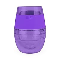 Cooling Cup Set of 1 Plastic Double Wall Insulated Freezable Drink Chilling Tumbler with Freezing Gel, Wine Glasses for Red and White Wine, 8.5 oz, Translucent Purple