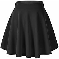 STAR FASHION Women's Basic Solid Versatile Stretchy Flared Casual Mini Skater Skirt