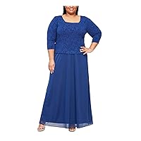 Alex Evenings Women's Plus-Size Mock Dress with Sequin-Lace Bodice