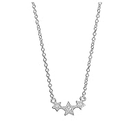 jewellerybox Sterling Silver & CZ Crystal Triple Star 16 Inch Necklace