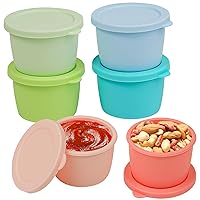 Webake 2.5 oz Salad Dressing Container to Go, 6 Pack Silicone Sauce Container with Lids, Leakproof Condiment Container Fits in Bento Box for Lunch, Reusable Sauce Cups for Office, Travel, Picnic