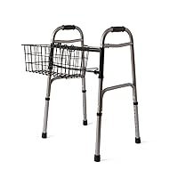 Medline Two-Button Walker Basket, Lightweight, Durable, Easy Installation, Convenient Storages, Ideal for Medical Patients, Hospitals, Nursing Homes (Pack of 2)