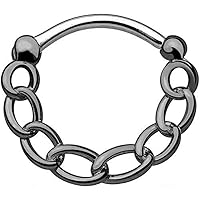 WildKlass Jewelry Chain Round Septum Clicker Hematite over 316L Surgical Steel