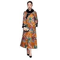HangErFeng Women's Silk Blend Jacquard Coat Fashion Chinese Style Robe Loose Dress 2526