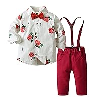 Girls Sweatpants and Jacket Set Toddler Boy Clothes Baby Boy Clothes Baby Floral Shirt Suspender 6 (Red, 4-5 Years)