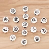 Adabus 30 Pieces OM Yoga Symbol Spacer Beads for Bracelet Jewellery Making Findings 10x10mm