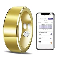 Smart Health Ring for Men,Sleep Tracking Ring,Knhuz Smart Ring Health Tracker with Blood Oxygen,Blood Pressure,Heart Rate Monitor,Body Temperature,Waterproof Fitness Trackers for Women Gold 8#