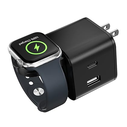 BeaSaf 36W for Apple Charging Block with Built-in Watch Charger, Foldable PD Fast Charger iPhone, Dual Ports Wall Compatible iPhone AirPods